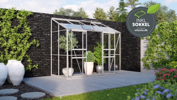 Växthus Ida 3300 Alu Glas Sockel 3,3 m² Vitavia